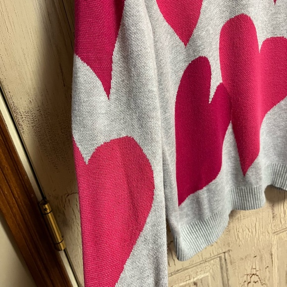 For The Republic Gray and Pink Heart Sweater - Picture 3 of 6
